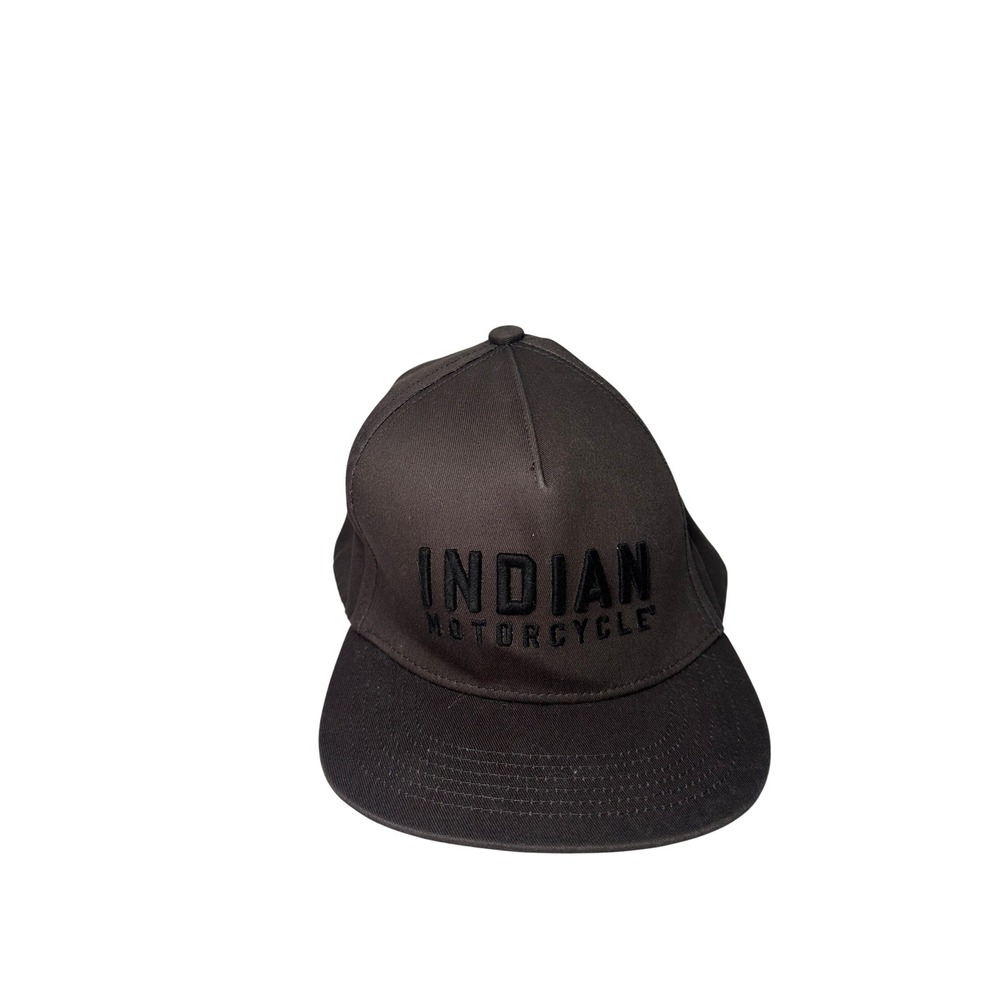 Indian Motorcycle Mens Black Embroidered Snapback Hat Flat Brim EST 1901 Cap